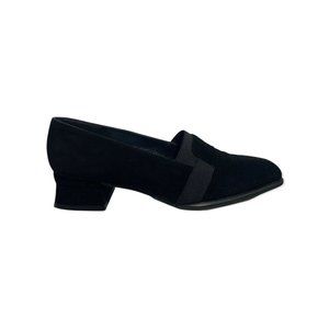 Stuart Weitzman Black Suede Square Toe Block Heels Size 6.5 B